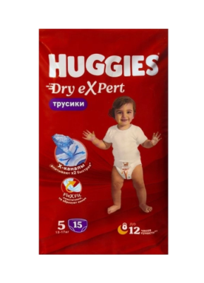 HUGGIES трусики-подгузники драй эксперт 12-17кг 15шт